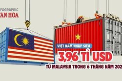 Thương mại Việt Nam - Malaysia 6 tháng năm 2026: Nhập siêu 3,96 tỉ USD