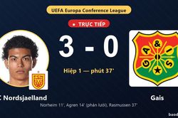 TRỰC TIẾPTrực tiếp FC Nordsjaelland vs Gais: Hiệp 2 bắt đầu, FC Nordsjaelland dẫn 3-0