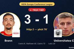 TRỰC TIẾPTrực tiếp Brann vs Universitatea Cluj: Brann nới rộng cách biệt 3-1