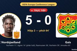 TRỰC TIẾPTrực tiếp FC Nordsjaelland vs Gais: FC Nordsjaelland nới rộng cách biệt 5-0