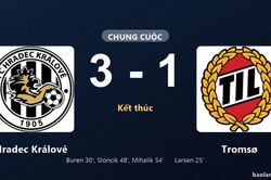 Thống kê trận đấu Hradec Králové 3-1 Tromsø: Hradec Králové ngược dòng ngoạn mục