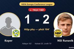 TRỰC TIẾPTrực tiếp Koper vs NSI Runavik: Koper rút ngắn cách biệt 1-2