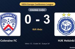 Thống kê trận đấu Coleraine FC 0-3 HJK Helsinki: HJK Helsinki thắng đậm thuyết phục