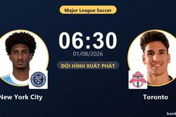 TRỰC TIẾPTrực tiếp New York City vs Toronto: Đội hình xuất phát
