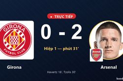 TRỰC TIẾPTrực tiếp Girona vs Arsenal: Hiệp 2 bắt đầu, Arsenal dẫn 2-0