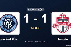 Thống kê trận đấu New York City 1-1 Toronto: Hai đội chia điểm