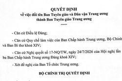 Sử dụng tên gọi chính thức 'Ban Tuyên giáo Trung ương' từ 1/8