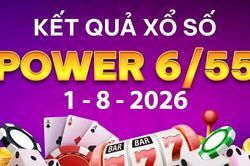 Vietlott 1/8 - Xổ số Power 6/55 - Kết quả xổ số Vietlott hôm nay 1/8/2026