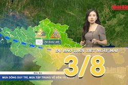 [Video] Dự báo thời tiết đêm nay và ngày mai ngày 3/8/2026: Bắc Bộ tiếp tục mưa rào, Trung Bộ và Nam Bộ gia tăng nắng nóng