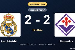 Thống kê trận đấu Real Madrid 2-2 Fiorentina: Màn rượt đuổi tỷ số mãn nhãn
