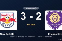 Thống kê trận đấu New York RB 3-2 Orlando City: Mijahir Jiménez tỏa sáng, New York RB giành trọn 3 điểm