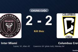 Thống kê trận đấu Inter Miami 2-2 Columbus Crew: Màn rượt đuổi tỷ số mãn nhãn