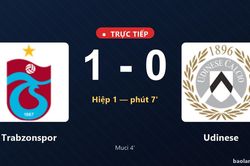 TRỰC TIẾPTrực tiếp Trabzonspor vs Udinese: Hiệp 2 bắt đầu, Trabzonspor dẫn 1-0