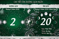 Lịch âm hôm nay 2/8, xem lịch âm Chủ nhật ngày 2/8/2026