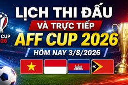 Lịch thi đấu và trực tiếp AFF Cup 2026 hôm nay 3/8/2026
