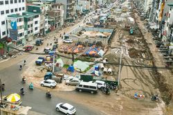 Cận cảnh tuyến Vành đai 1 dài hơn 2,2 km đang thi công ở Hà Nội