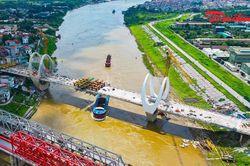 Sắp hợp long cầu Đuống mới, chuẩn bị thông xe sau khoảng 3 năm thi công