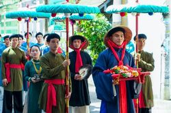 [Ảnh] Tái hiện lễ cưới Nam Bộ xưa giữa lòng Thành phố Hồ Chí Minh