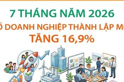 7 th&aacute;ng năm 2026: Số doanh nghiệp th&agrave;nh lập mới tăng 16,9%