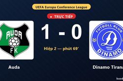 TRỰC TIẾPTrực tiếp Auda vs Dinamo Tirana: Dinamo Tirana mất người