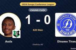 Auda thắng tối thiểu, Dinamo Tirana trắng tay ở v&ograve;ng loại ch&acirc;u &Acirc;u