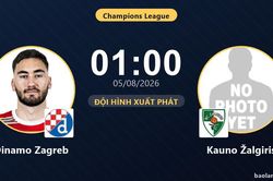 TRỰC TIẾPTrực tiếp Dinamo Zagreb vs Kauno Žalgiris: Đội h&igrave;nh xuất ph&aacute;t