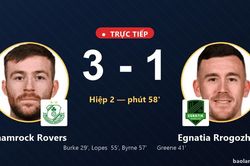 TRỰC TIẾPTrực tiếp Shamrock Rovers vs Egnatia Rrogozhin&euml;: Shamrock Rovers nới rộng c&aacute;ch biệt 3-1