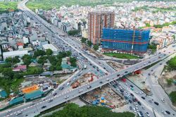 Hầm chui 750 tỷ được kỳ vọng giảm ủn tắc Vành đai 2 nhìn từ trên cao