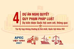 [Infographic] Bốn dự án nghị quyết quy phạm pháp luật dự kiến được xem xét, thông qua tại Kỳ họp không thường lệ thứ nhất, Quốc hội khóa XVI