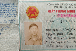 Giấy chứng minh nhân dân và lá thư của liệt sĩ Đặng Hồng Quân