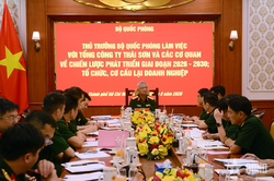 Thượng tướng Nguyễn Quang Ngọc l&agrave;m việc với Tổng c&ocirc;ng ty Th&aacute;i Sơn về chiến lược ph&aacute;t triển giai đoạn 2026-2030