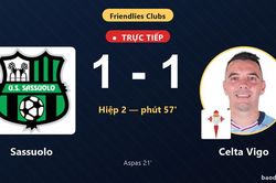 TRỰC TIẾPTrực tiếp Sassuolo vs Celta Vigo: Sassuolo gỡ hòa 1-1