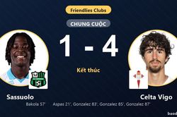 Celta Vigo thắng đậm Sassuolo, kh&eacute;p lại m&agrave;n rượt đuổi ở giao hữu CLB