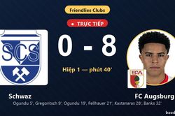 TRỰC TIẾPTrực tiếp Schwaz vs FC Augsburg: Hiệp 2 bắt đầu, FC Augsburg dẫn 8-0