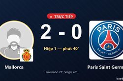 TRỰC TIẾPTrực tiếp Mallorca vs Paris Saint Germain: Hết hiệp 1, Mallorca dẫn 2-0