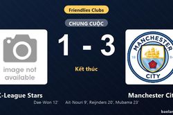 Thống kê trận đấu K-League Stars 1-3 Manchester City: D. Mubama tỏa sáng, Manchester City giành trọn 3 điểm