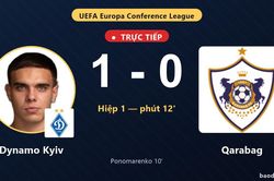 TRỰC TIẾPTrực tiếp Dynamo Kyiv vs Qarabag: Hiệp 2 bắt đầu, Dynamo Kyiv dẫn 1-0