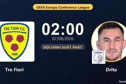TRỰC TIẾPTrực tiếp Tre Fiori vs Drita: Đội h&igrave;nh xuất ph&aacute;t