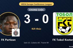 FK Partizan thắng đậm, FK Tobol Kostanay lỡ nhịp ở v&ograve;ng loại