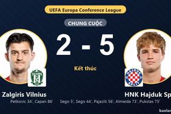 Hajduk Split thắng đậm, Zalgiris Vilnius rượt đuổi bất thành
