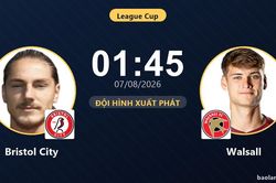 TRỰC TIẾPTrực tiếp Bristol City vs Walsall: Đội h&igrave;nh xuất ph&aacute;t