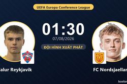 TRỰC TIẾPTrực tiếp Valur Reykjavik vs FC Nordsjaelland: Đội h&igrave;nh xuất ph&aacute;t