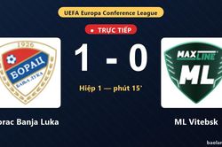 TRỰC TIẾPTrực tiếp Borac Banja Luka vs ML Vitebsk: Borac Banja Luka mở tỷ số