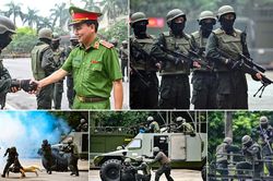 Mãn nhãn màn diễn tập truy bắt khủng bố bằng phương tiện đặc chủng của Cảnh sát cơ động Hà Nội