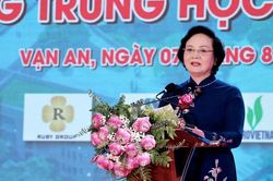 Phó Thủ tướng Phạm Thị Thanh Trà dự Lễ khởi công xây dựng trường trung học phổ thông ở Nghệ An