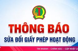 Quỹ Tín dụng nhân dân liên xã Kỳ Phong thông báo sửa đổi giấy phép hoạt động