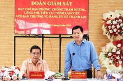 Gi&aacute;m s&aacute;t c&ocirc;ng t&aacute;c ph&ograve;ng, chống tham nhũng, l&atilde;ng ph&iacute;, ti&ecirc;u cực tại x&atilde; Thạnh Lộc