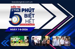 Điểm tin '5 phút biết hết' sáng 7-8: Khai mạc Giải bóng đá nhi đồng Cúp Báo và Phát thanh, Truyền hình Đồng Nai - C.P. Việt Nam lần thứ 21-2026.