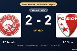 Thống k&ecirc; trận đấu FC Noah 2-2 FC Sion: M&agrave;n rượt đuổi tỷ số m&atilde;n nh&atilde;n