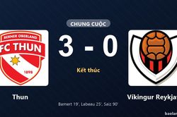 Thống kê trận đấu Thun 3-0 Víkingur Reykjavík: Thun thắng đậm thuyết phục